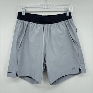 WHOOP 4.0 Shorts Mens Medium Gray Lined Running Training Elastic Waist 7" Inseam